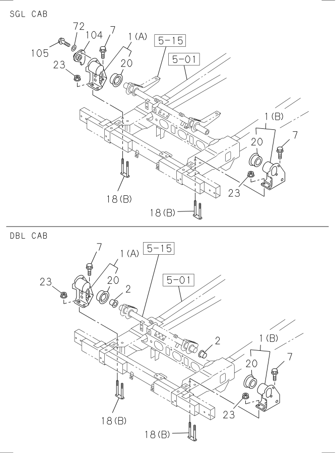 Diagram CAB MOUNTING; FRAME SIDE for your 1996 Isuzu