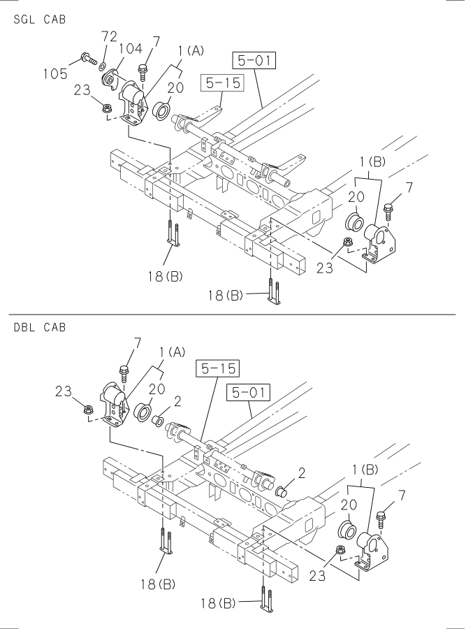 Diagram CAB MOUNTING; FRAME SIDE for your Isuzu