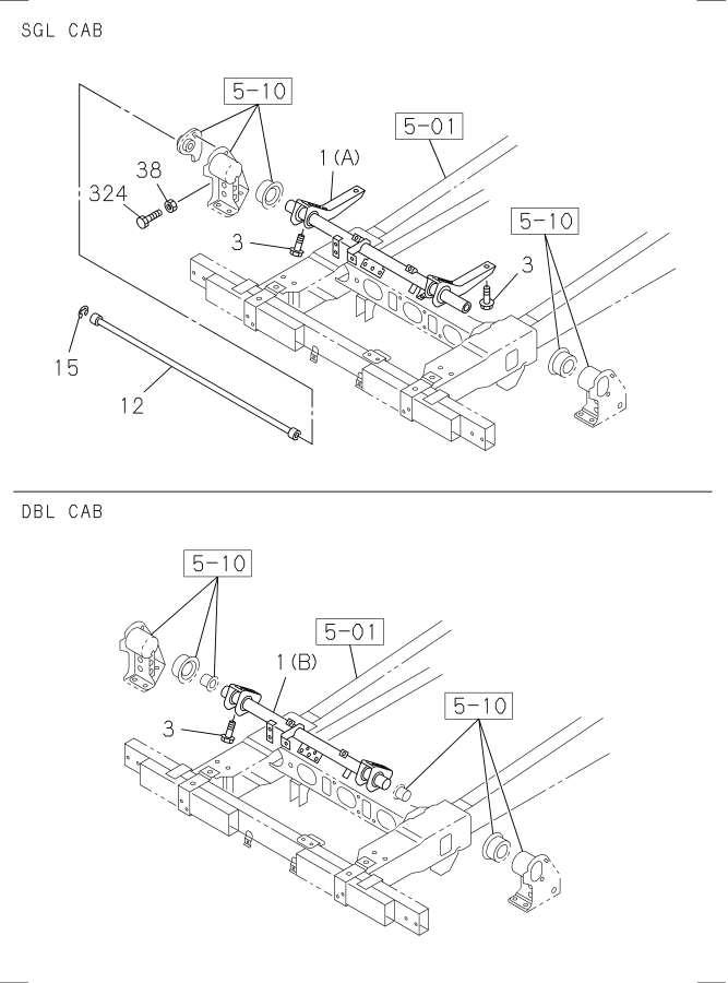 Diagram CAB MOUNTING; CAB SIDE for your 2015 Isuzu NRR DIESEL 4HK1-TCS (RJS) DOUBLE CAB AND SUPERLONG CHASSIS 