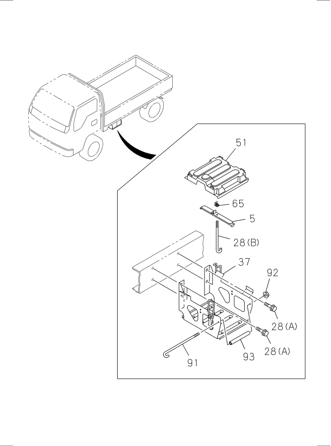 Diagram BATTERY CARRIER for your 2006 Isuzu NQR DOUBLE CAB AND SUPERLONG CHASSIS  