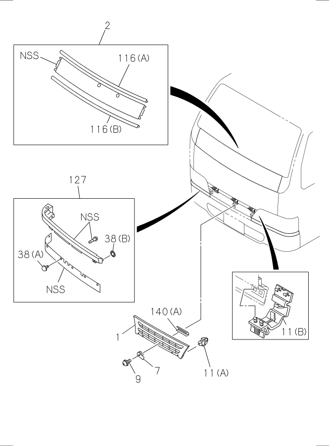 Diagram RADIATOR GRILLE for your Isuzu NPR  