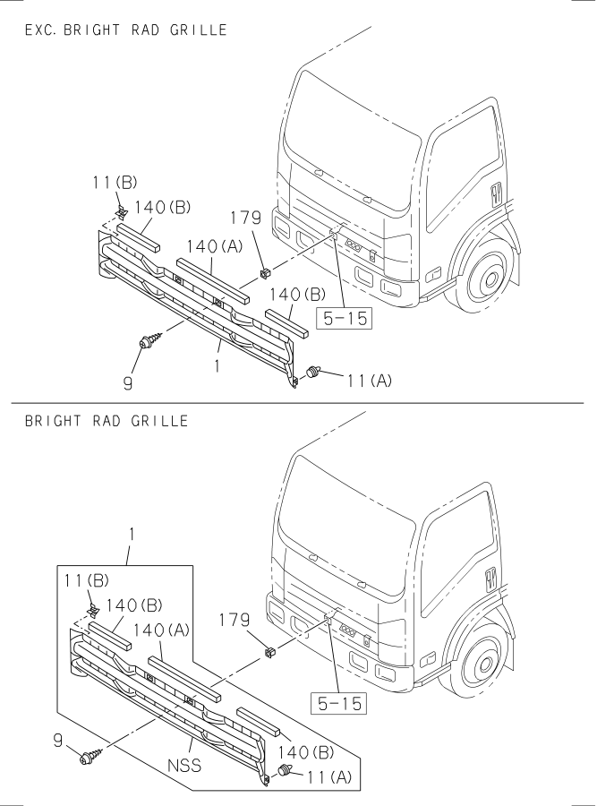 Diagram RADIATOR GRILLE for your 2014 Isuzu NQR DIESEL 4HK1-TCS (RJS) SINGLE CAB AND SUPERLONG CHASSIS 