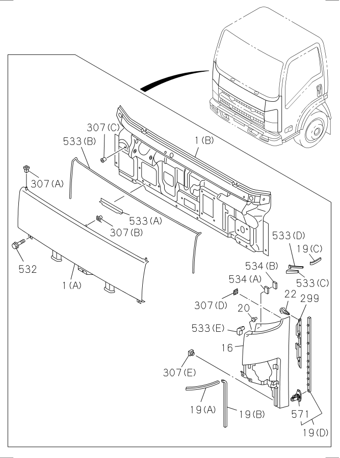 Diagram FRONT PANEL for your Isuzu