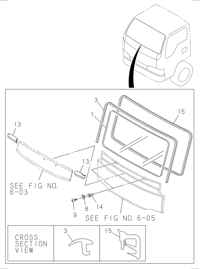 Diagram FRONT WINDOW GLASS AND WEATHERSTRIP for your 2004 Isuzu NPR-HD SINGLE CAB AND SUPERLONG CHASSIS GAS V8 (LQ4) 