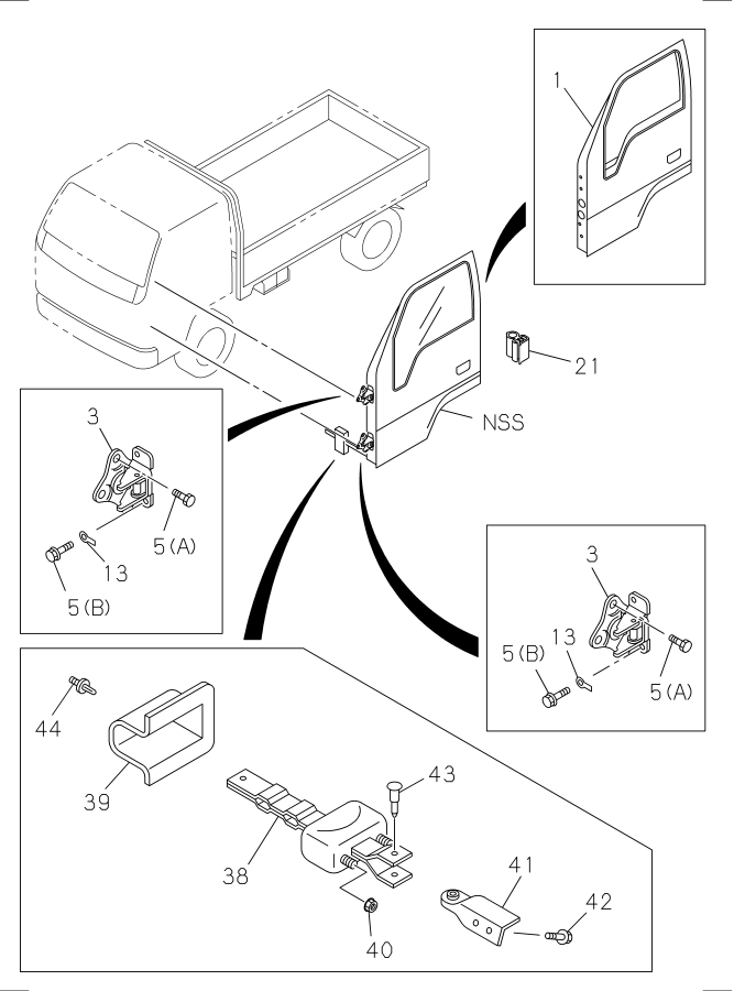 Diagram FRONT DOOR AND HINGE for your 2009 Isuzu NQR   