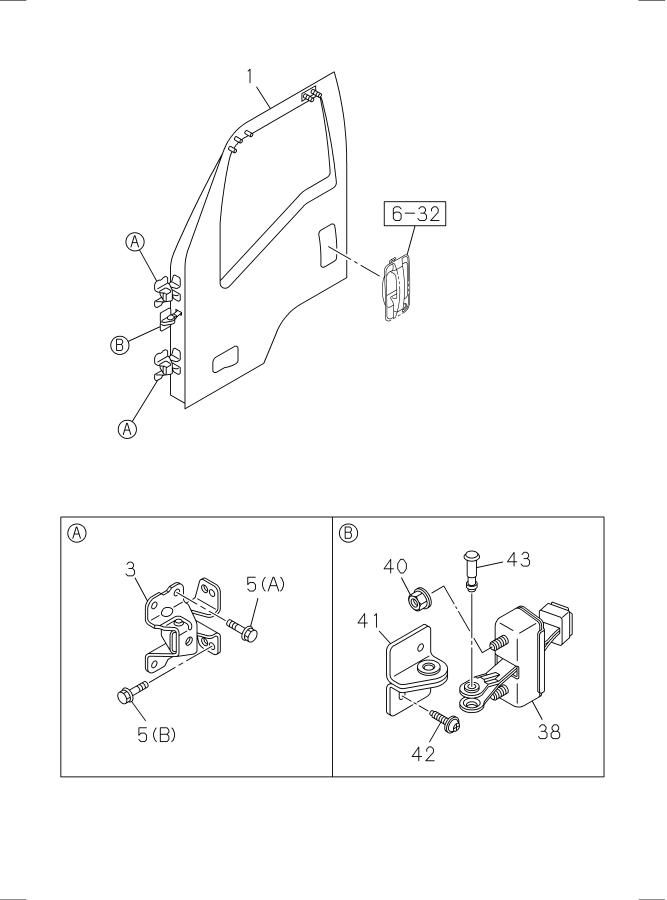 Diagram FRONT DOOR AND HINGE for your 2006 Isuzu NQR   