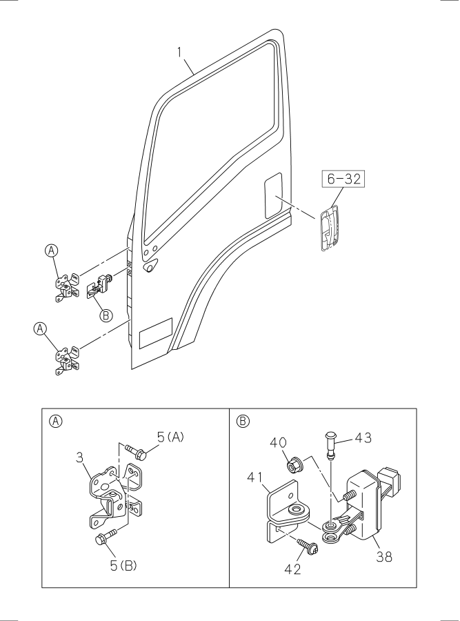 Diagram FRONT DOOR AND HINGE for your 2006 Isuzu NQR   