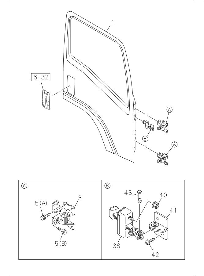 Diagram FRONT DOOR AND HINGE NPR for your Isuzu