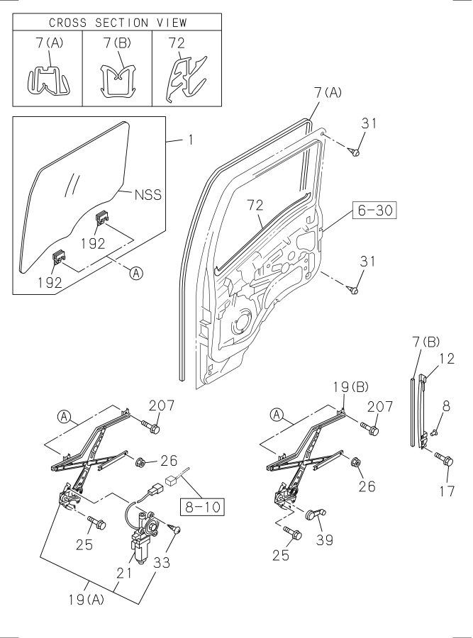 Diagram FRONT DOOR GLASS AND REGULATOR for your 2016 Isuzu NPR-HD DIESEL 4HK1-TCS (RJS) CREW CAB 