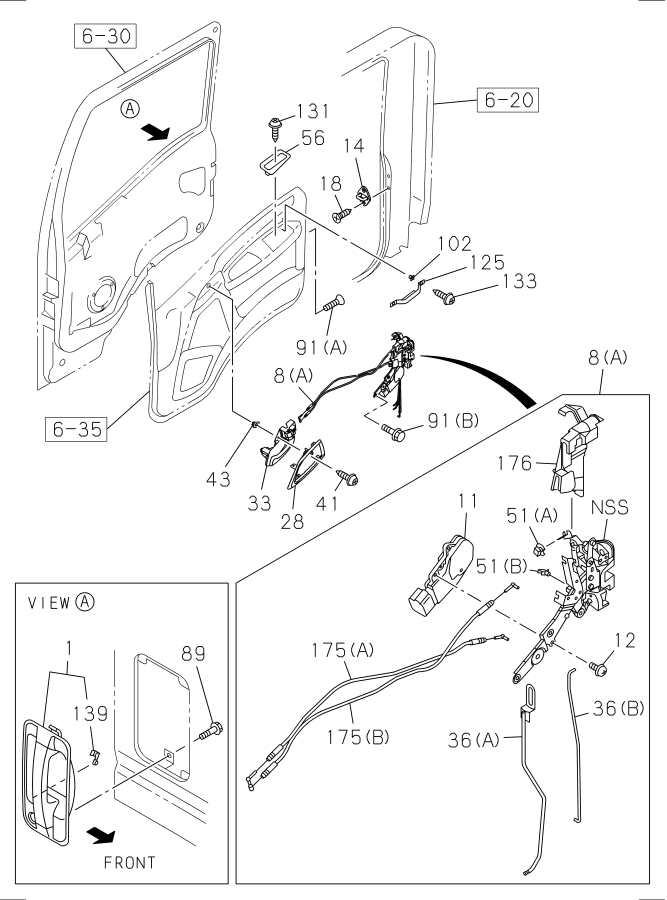 Diagram FRONT DOOR LOCK AND HANDLE for your 2013 Isuzu NRR DIESEL 4HK1-TCN (RDQ) SINGLE CAB AND SUPERLONG CHASSIS 