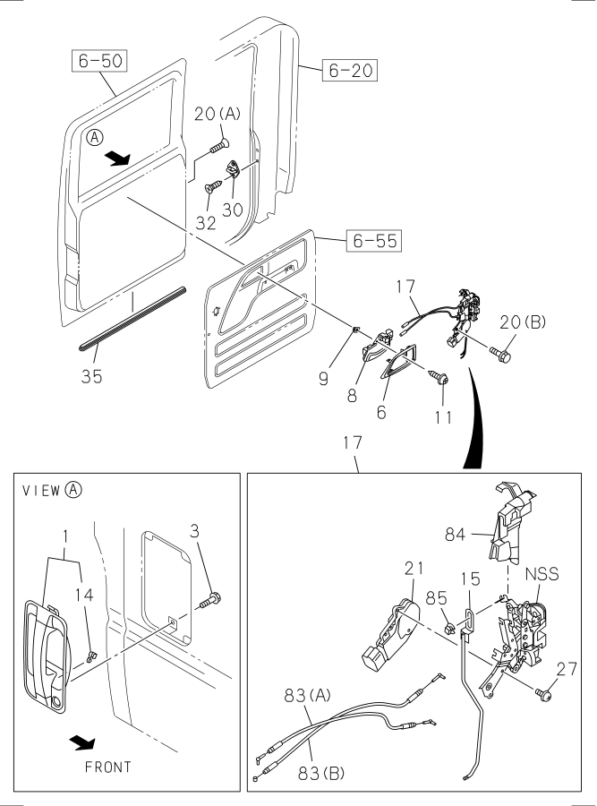 Diagram REAR DOOR LOCK AND HANDLE for your 1996 Isuzu