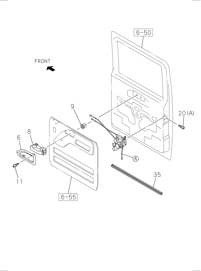 Diagram REAR DOOR LOCK AND HANDLE for your 1996 Isuzu