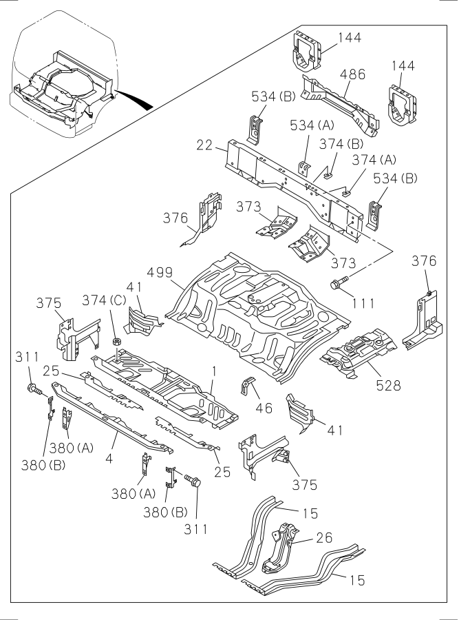 Diagram FLOOR PANEL for your 1996 Isuzu