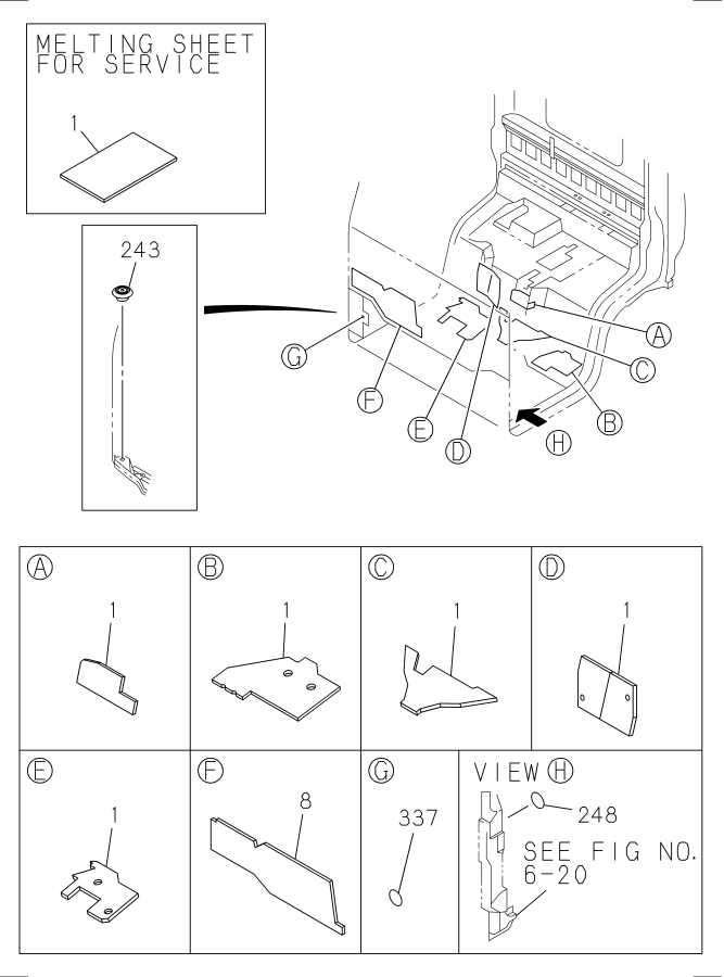 Diagram FLOOR EQUIPMENT AND SEALING for your 2002 Isuzu NQR DIESEL 4HE1 (RLY) DOUBLE CAB AND SUPERLONG CHASSIS 