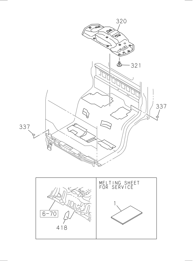 Diagram FLOOR EQUIPMENT AND SEALING for your 2002 Isuzu NQR DIESEL 4HE1 (RLY) DOUBLE CAB AND SUPERLONG CHASSIS 