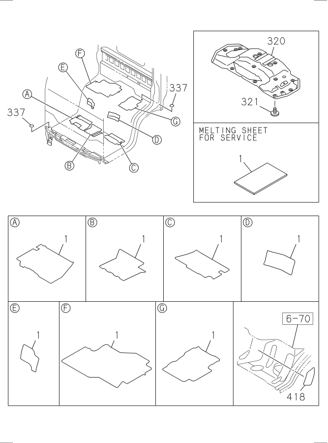 Diagram FLOOR EQUIPMENT AND SEALING for your 2002 Isuzu NQR DIESEL 4HE1 (RLY) DOUBLE CAB AND SUPERLONG CHASSIS 