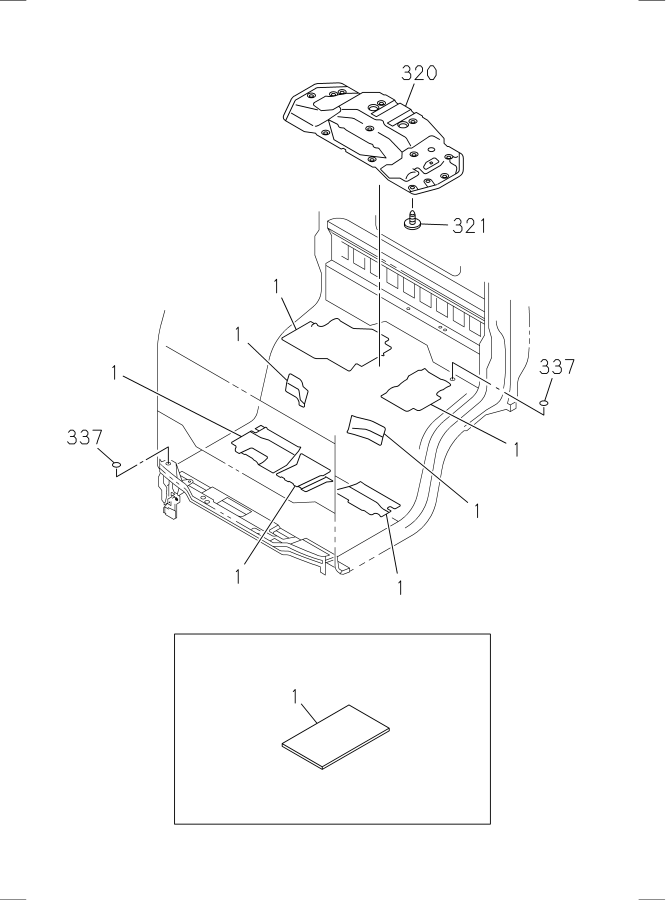 Diagram FLOOR EQUIPMENT AND SEALING for your 2002 Isuzu NQR DIESEL 4HE1 (RLY) DOUBLE CAB AND SUPERLONG CHASSIS 