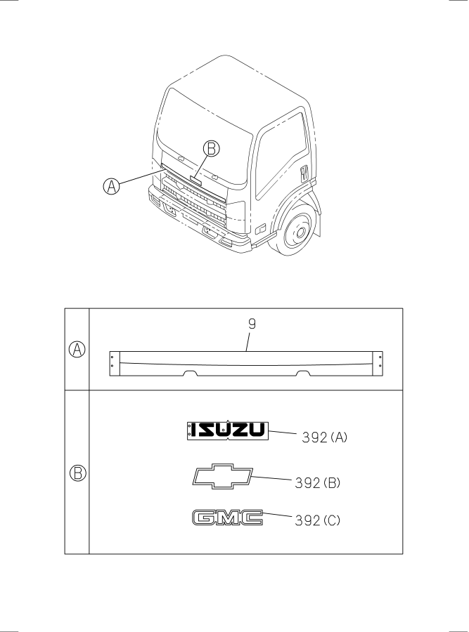 Diagram EMBLEM AND NAME PLATE for your Isuzu NRR  