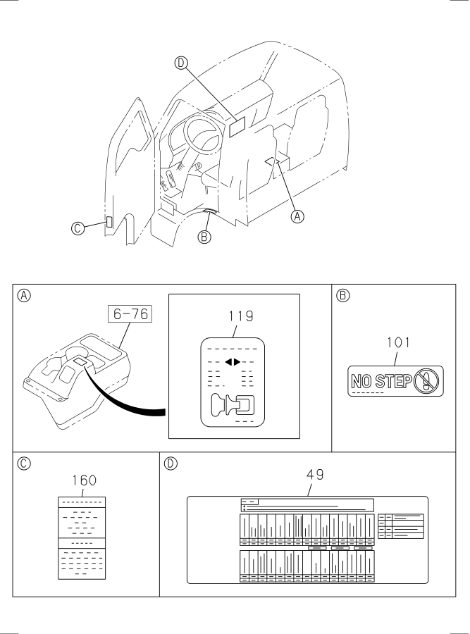 Diagram CAUTION PLATE AND LABEL FTR(FGR7MS),FVR( for your Isuzu