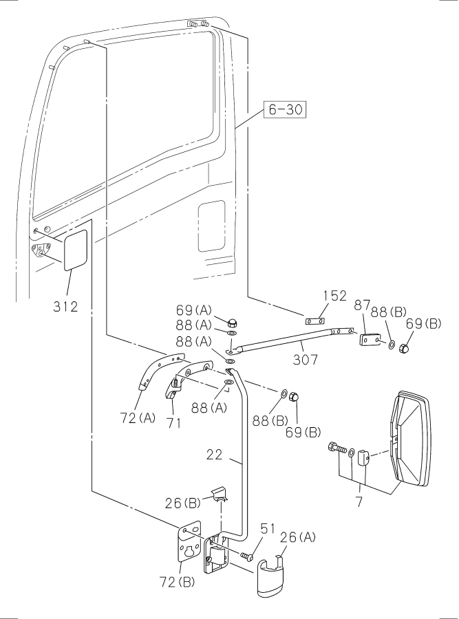 Diagram MIRROR AND MIRROR STAY for your Isuzu NPR  