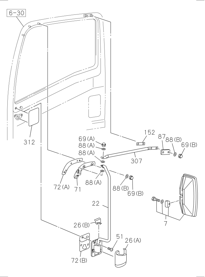 Diagram MIRROR AND MIRROR STAY for your Isuzu