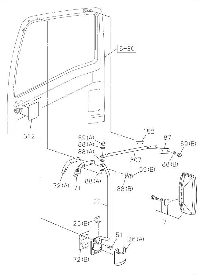 Diagram MIRROR AND MIRROR STAY NPR for your Isuzu NPR  