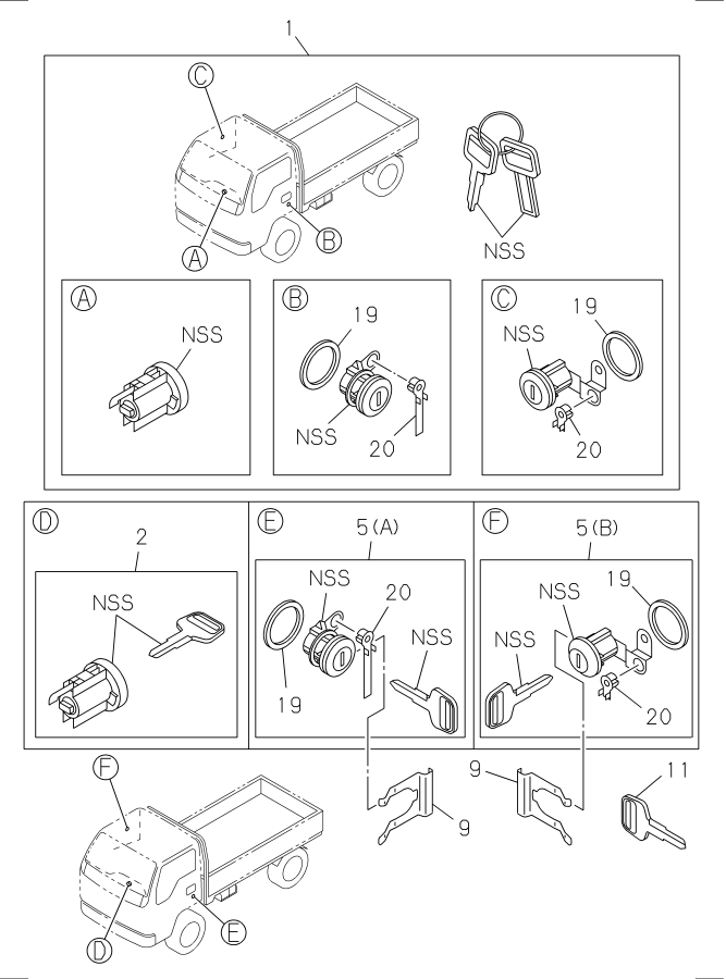 Diagram LOCK CYLINDER SET for your Isuzu NPR-HD  