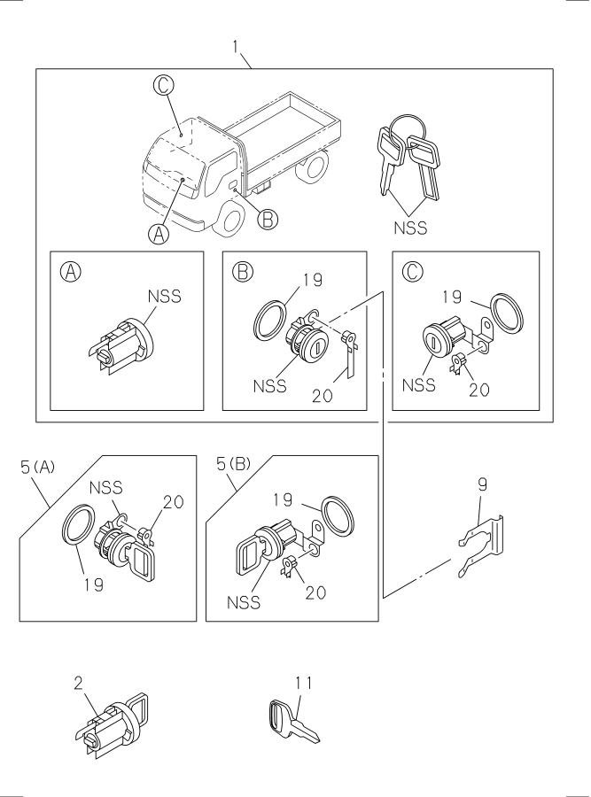 Diagram LOCK CYLINDER SET for your 2011 Isuzu NPR-HD   