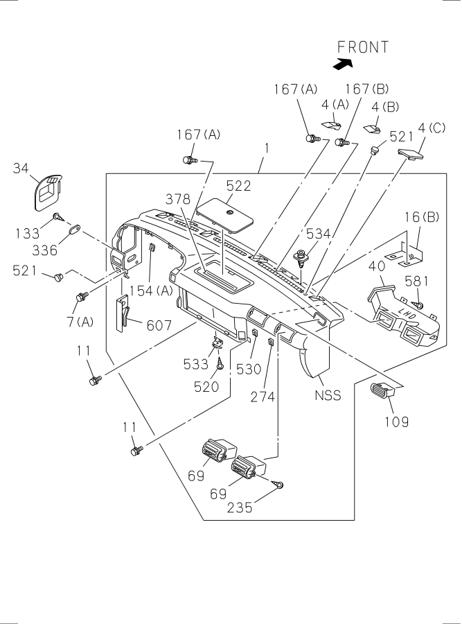 Diagram INSTRUMENT PANEL AND BOX for your 2025 Isuzu NPR-HD   