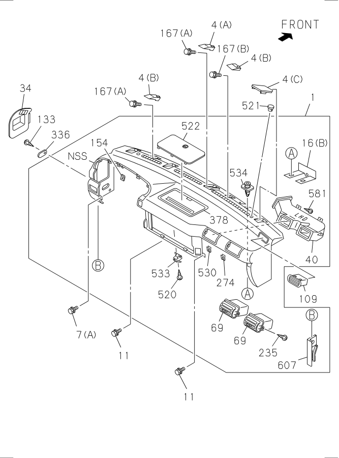 Diagram INSTRUMENT PANEL AND BOX for your 2005 Isuzu NRR   