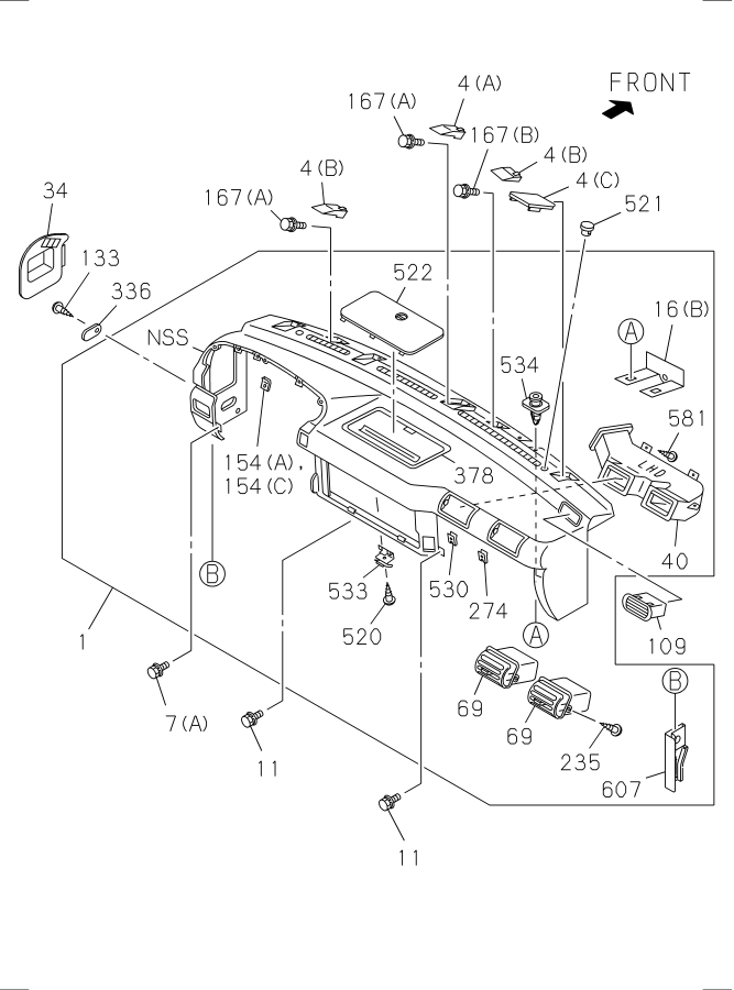 Diagram INSTRUMENT PANEL AND BOX for your 2004 Isuzu NPR SINGLE CAB AND SHORT CHASSIS  