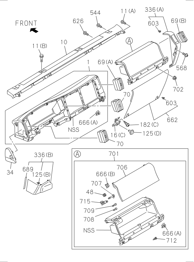 Diagram INSTRUMENT PANEL AND BOX for your Isuzu