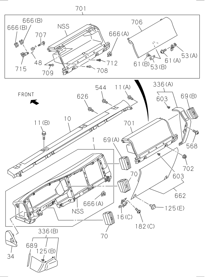 Diagram INSTRUMENT PANEL AND BOX for your Isuzu