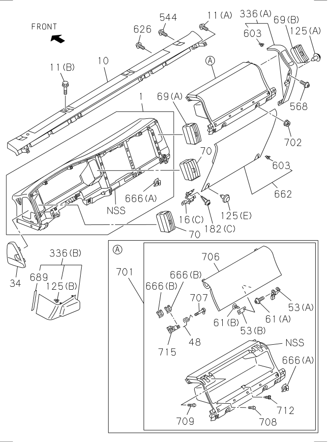 Diagram INSTRUMENT PANEL AND BOX for your 2010 Isuzu NPR-HD   