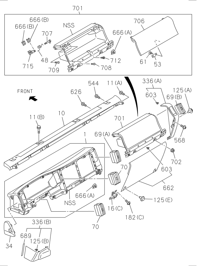 Diagram INSTRUMENT PANEL AND BOX for your Isuzu NPR  