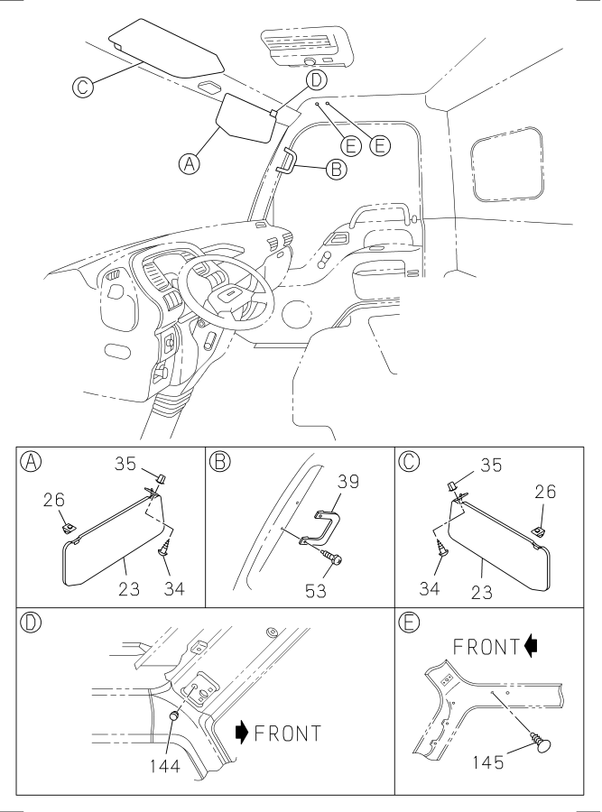 Diagram SUN VISOR AND ASSIST GRIP for your Isuzu