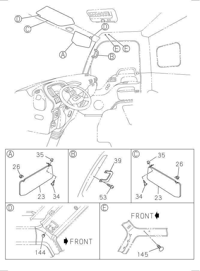 Diagram SUN VISOR AND ASSIST GRIP for your 2005 Isuzu NRR SINGLE CAB AND LONG CHASSIS DIESEL 4HK1-TCS (RJS) 