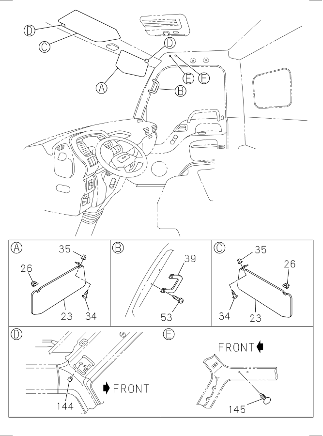 Diagram SUN VISOR AND ASSIST GRIP for your Isuzu