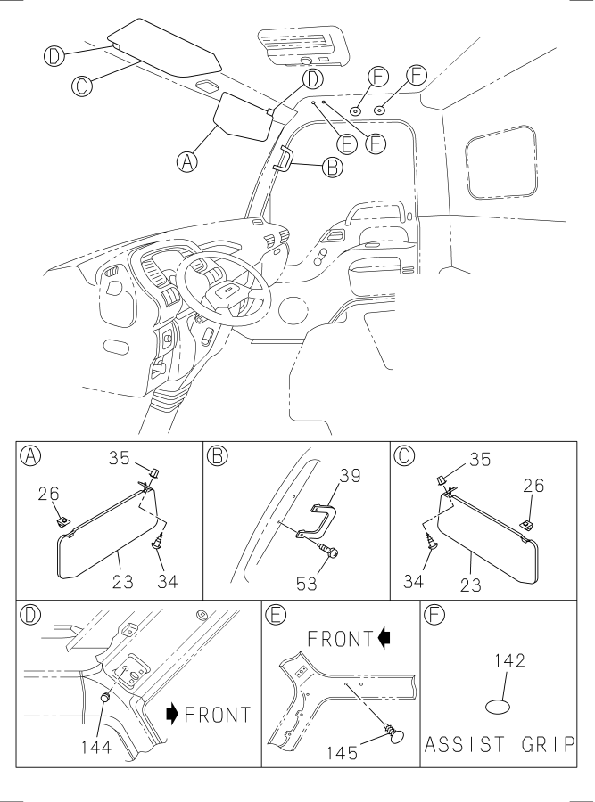 Diagram SUN VISOR AND ASSIST GRIP for your Isuzu