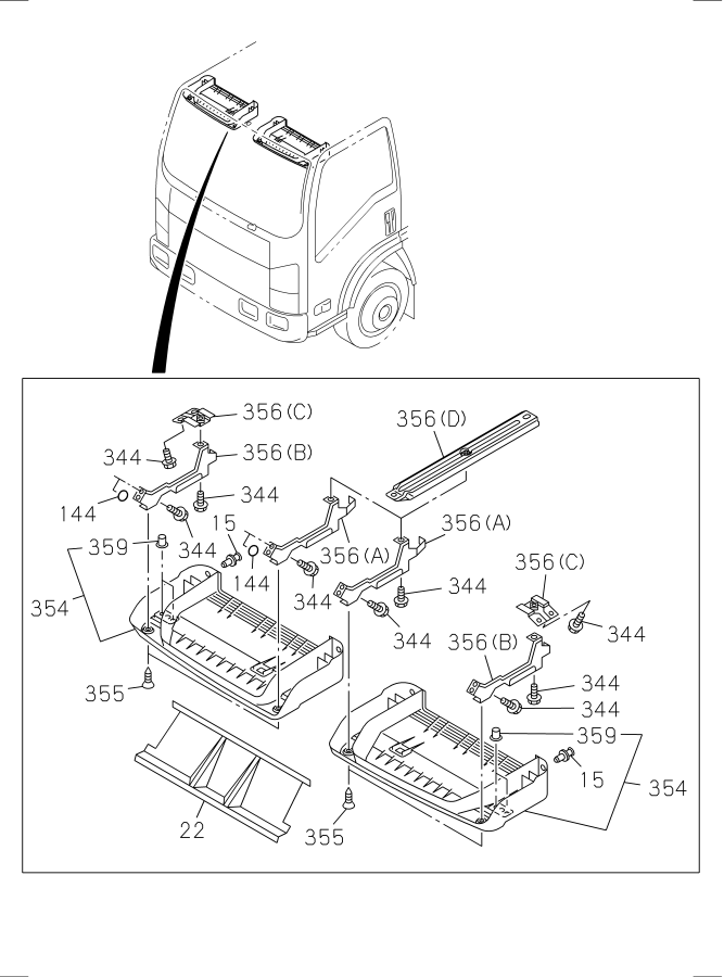 Diagram SUN VISOR AND ASSIST GRIP for your Isuzu