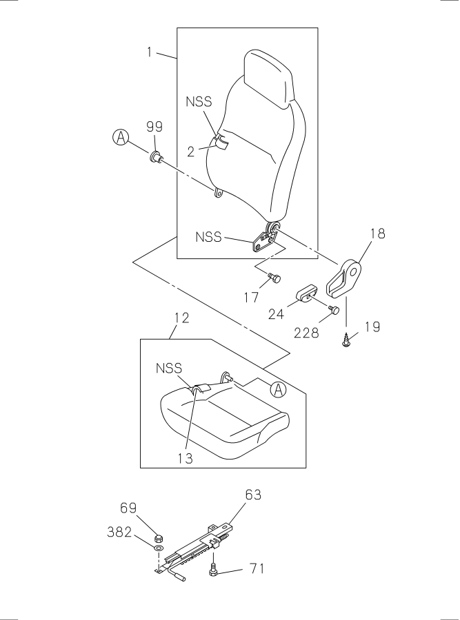 Diagram FRONT SEAT for your 2007 Isuzu NPR SINGLE CAB AND LONG CHASSIS GAS V8 (LQ4) 