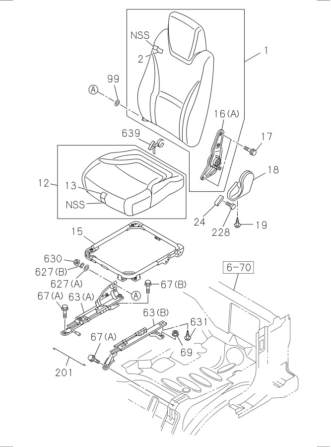 Diagram FRONT SEAT for your 1995 Isuzu