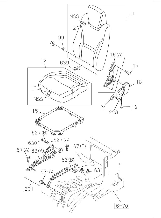 Diagram FRONT SEAT for your 2013 Isuzu NRR DIESEL 4HK1-TCS (RJS) DOUBLE CAB AND SUPERLONG CHASSIS 