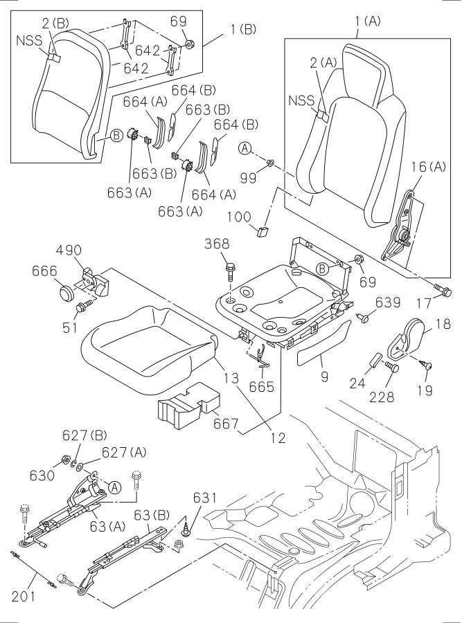 Diagram FRONT SEAT PIO PARTS for your 2020 Isuzu NPR-HD  DOUBLE CAB 