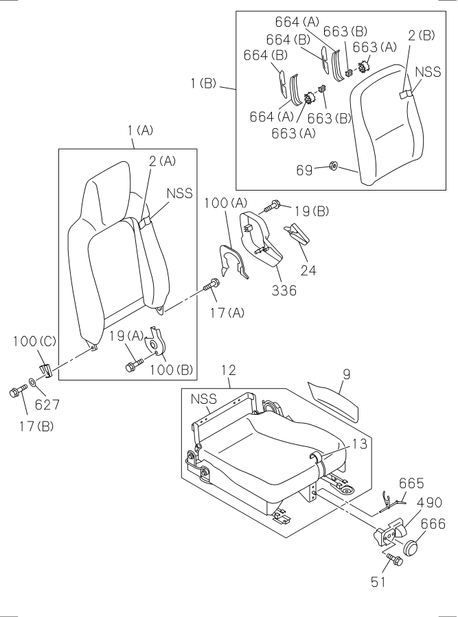 Diagram FRONT SEAT PIO PARTS for your Isuzu NPR-XD  