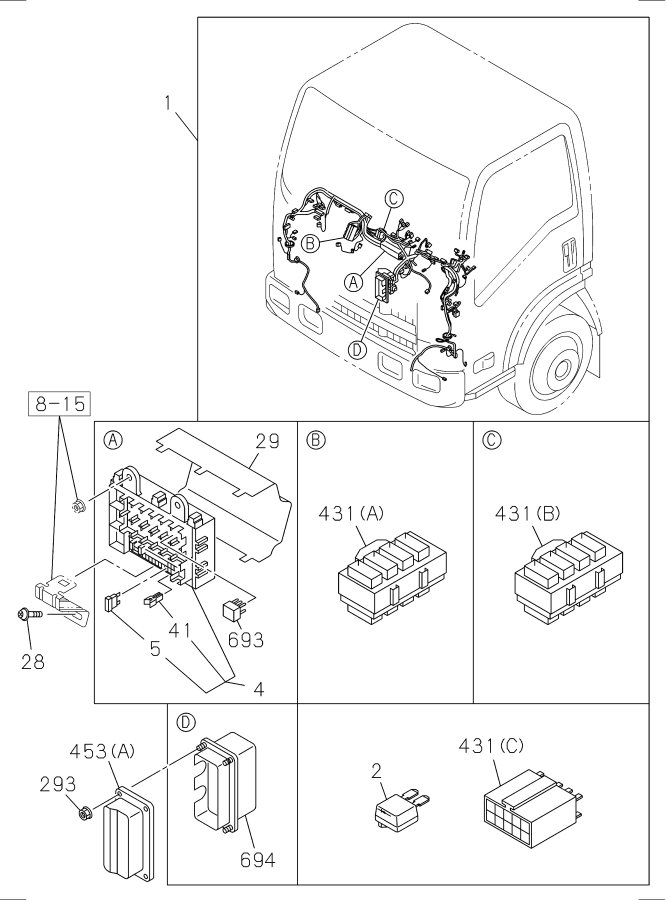 Diagram WIRING HARNESS AND FUSE for your Isuzu