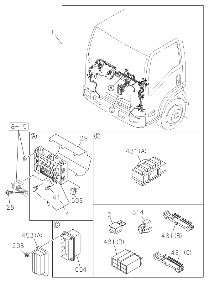 Diagram WIRING HARNESS AND FUSE for your 2019 Isuzu NPR-HD   