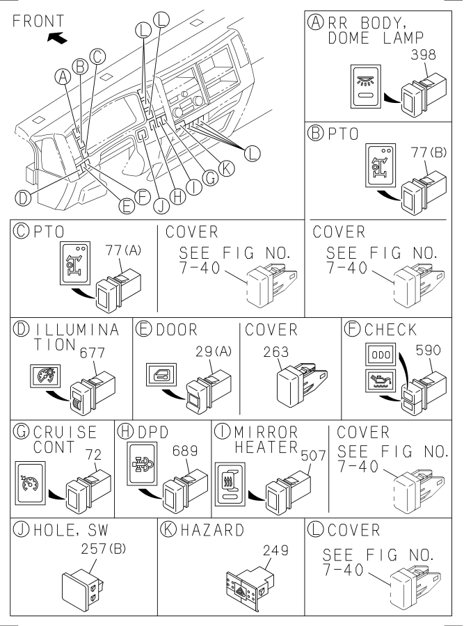 Diagram SWITCH AND RELAY; INSTRUMENT PANEL for your Isuzu NPR  