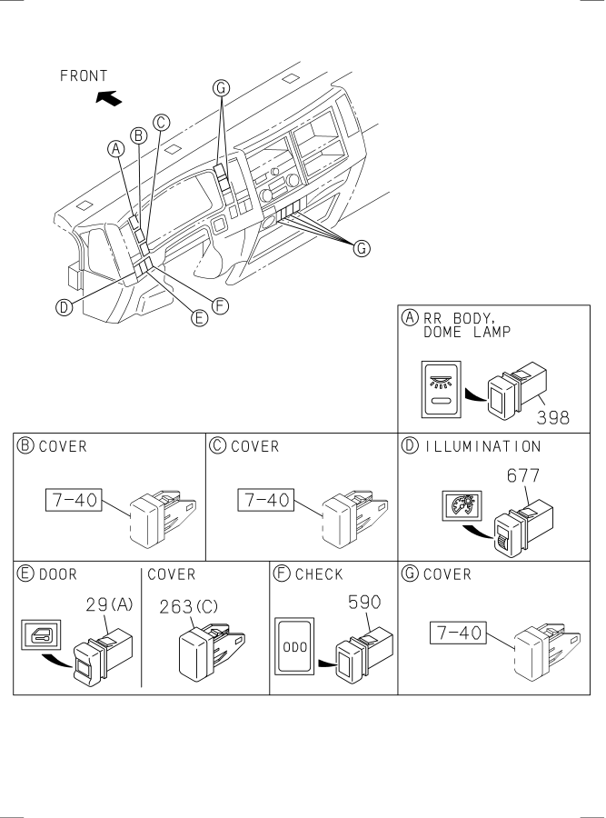 Diagram SWITCH AND RELAY; INSTRUMENT PANEL for your Isuzu