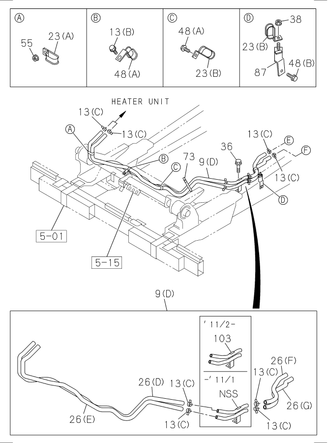 Diagram HEATER PIPING for your Isuzu